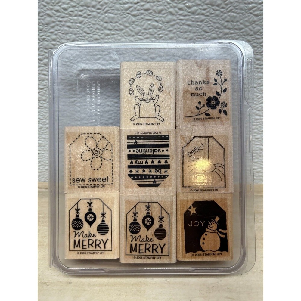 2006 Stampin' Up! Set Of 8 Tags So Much Wood Mounted Rubber Stamps